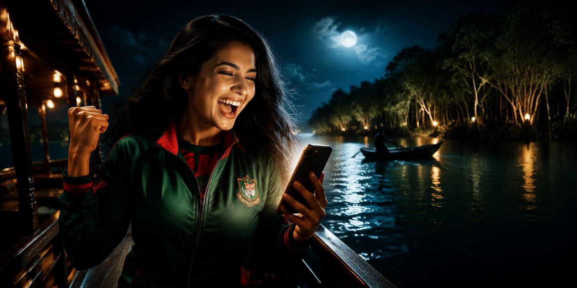 বাংলাদেশে সুন্দরবন অঞ্চলে ক্রিকেট বেটিং উপভোগ করছেন একজন তরুণ ব্যবহারকারী